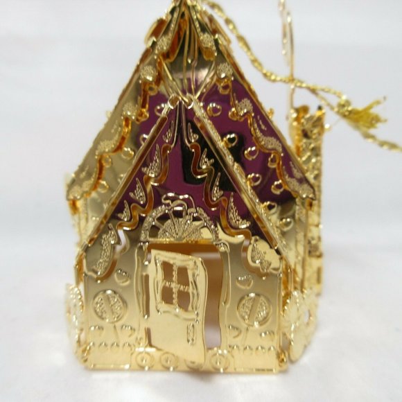 2002 Gingerbread House Danbury Mint Christmas Ornament Gold...